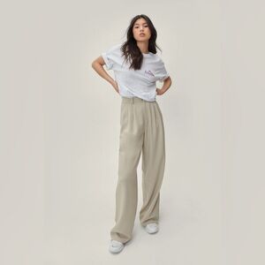 Nasty Gal Marled  Wide Leg Pants High Rise Camel color size 6. NWT